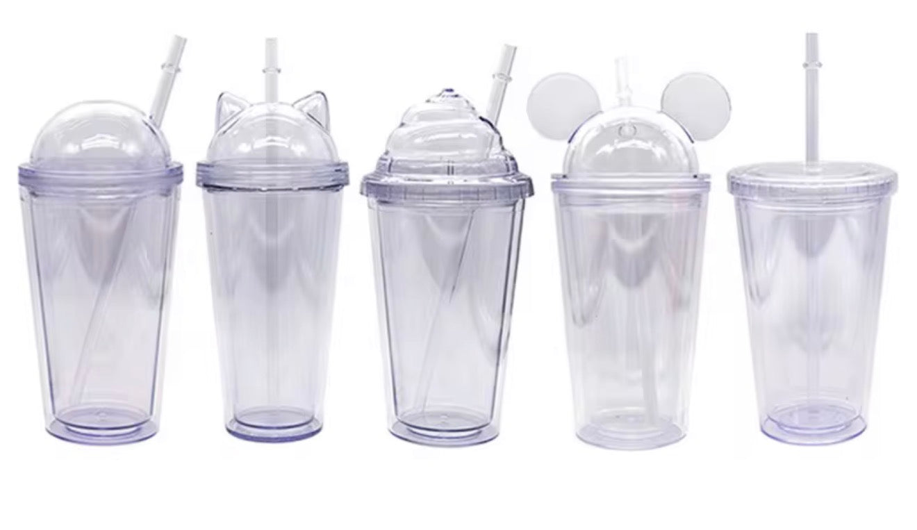 Children’s fun Coloured Snow Globe Tumblers with lids