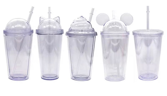 Children’s fun Coloured Snow Globe Tumblers with lids