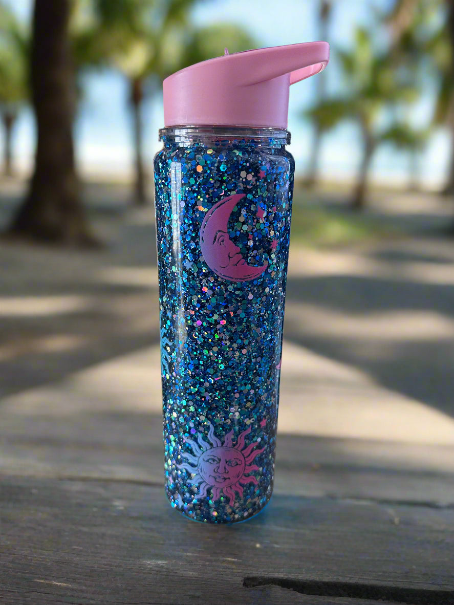500ml Sun & Moon Snow Globe Water Bottle  - Ready to Ship