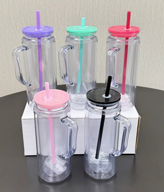 20oz Acrylic Cup with handle and Coloured Lid