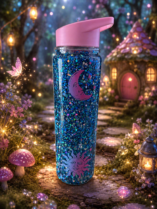 500ml Sun & Moon Snow Globe Water Bottle  - Ready to Ship